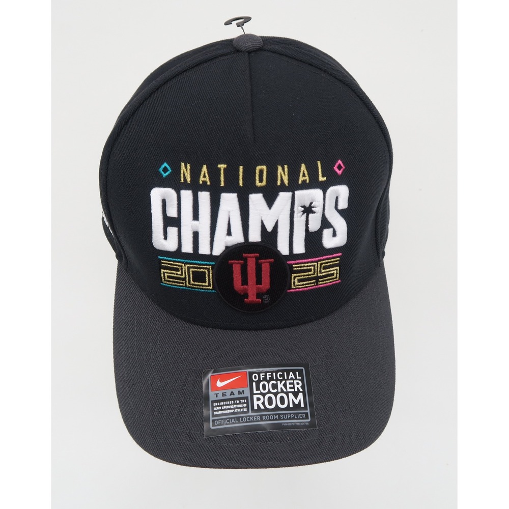 Nike Indiana Hoosiers 2025National Champs Locker Room Snapback Hat Men M/L Black